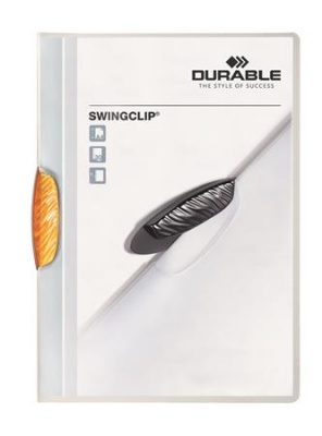 Rýchloviazač, s klipom, A4, DURABLE "Swingclip® 30", oranžová