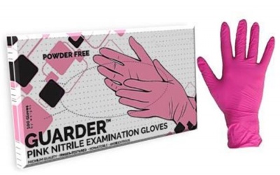 Ochranné rukavice, jednorazové, nitrilové, veľkosť M, 100 ks, nepudrované, ružová