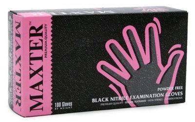 Ochranné rukavice, jednorazové, nitrilové, veľkosť L, 100 ks, nepudrované, čierna