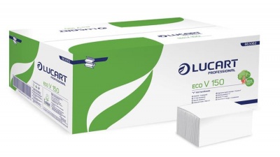 Papierové utierky, Z/V ohyb, 2-vrstvové,  LUCART "Eco", biele