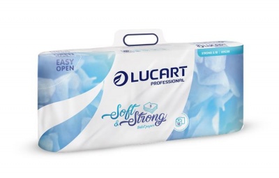 Toaletný papier, 3-vrstvový, malé kotúče, 10 kotúčov, LUCART "Soft and Strong", biely